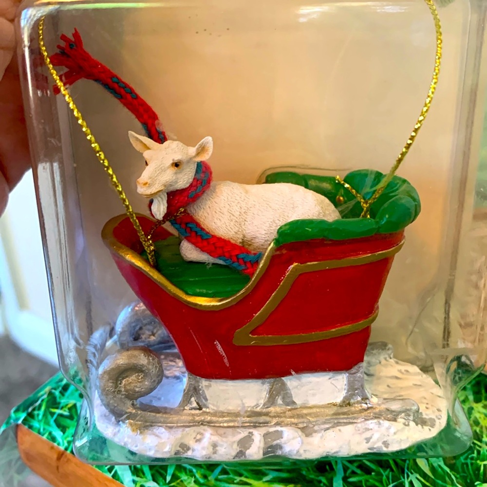 Conversation Concepts, goat sleigh ornament, NIB